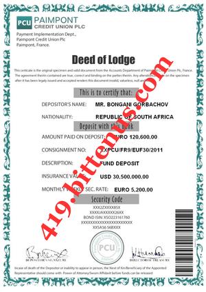Deed of Lodge
